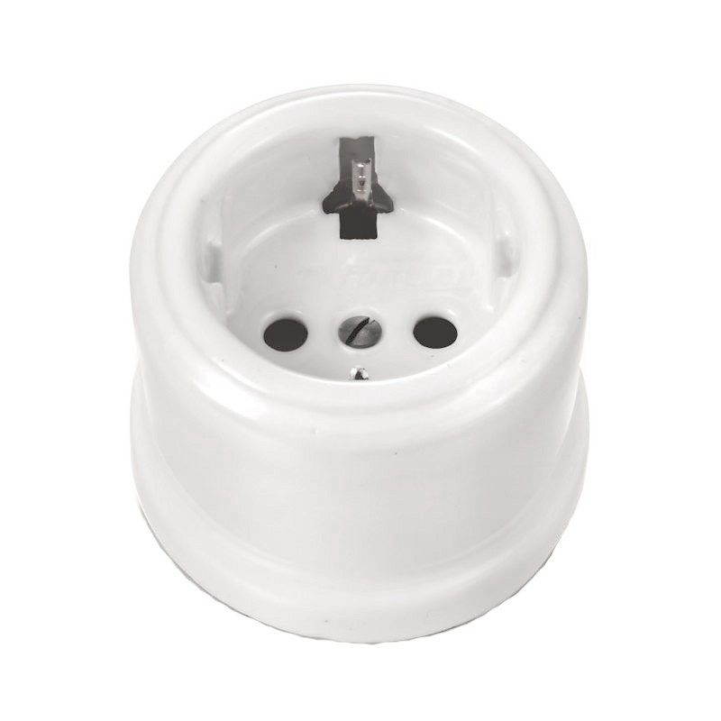 Base de Enchufe con Toma Tierra de Empotrar Blanco Fontini DO