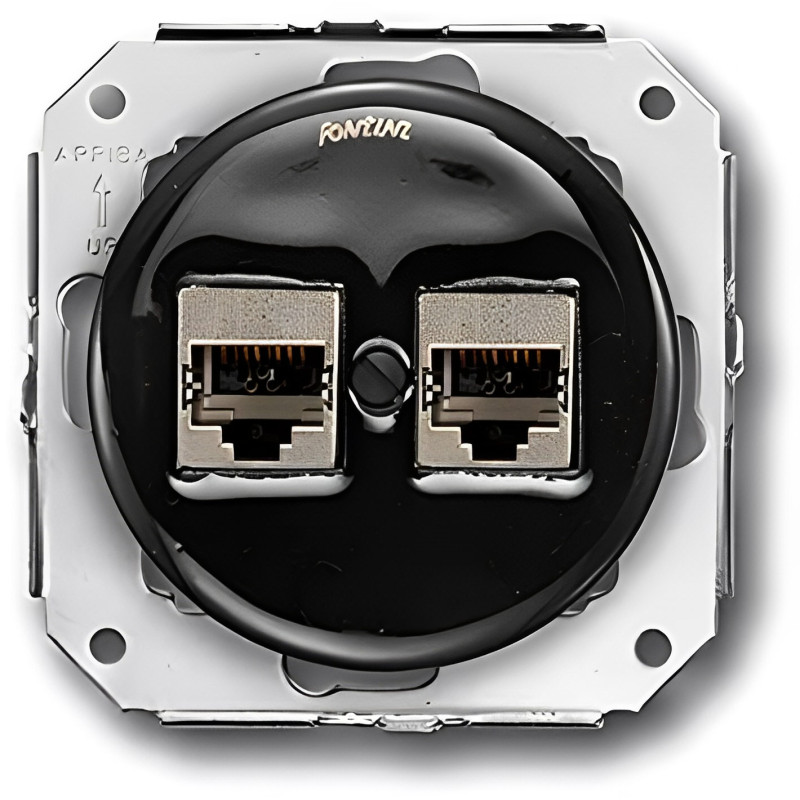 TOMA TELEFONO + RJ45 COLONIAL. PORCELANA NEGRA