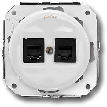 TOMA TELEFONO + RJ45 COLONIAL. PORCELANA BLANCA