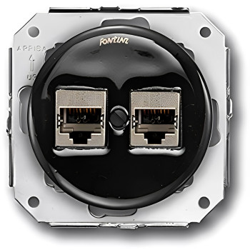 TOMA DOBLE RJ45 COLONIAL. PORCELANA NEGRA