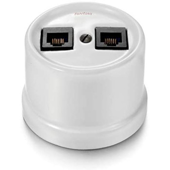 TOMA DOBLE RJ45 DE PORCELANA BLANCA