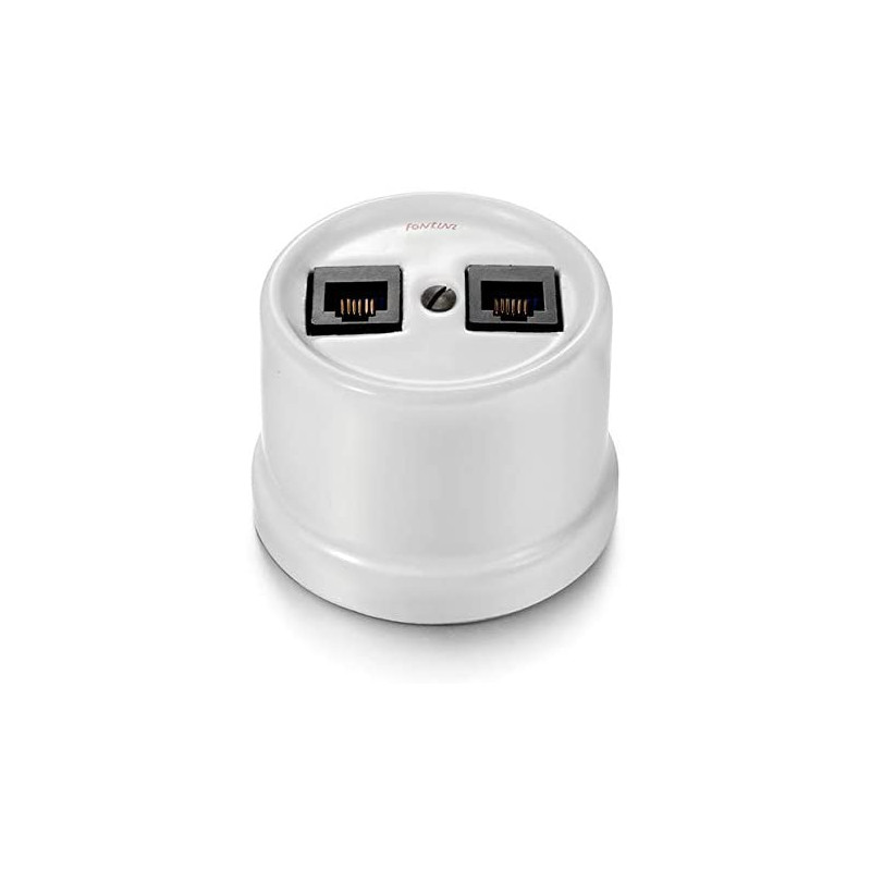 TOMA DOBLE RJ45 DE PORCELANA BLANCA