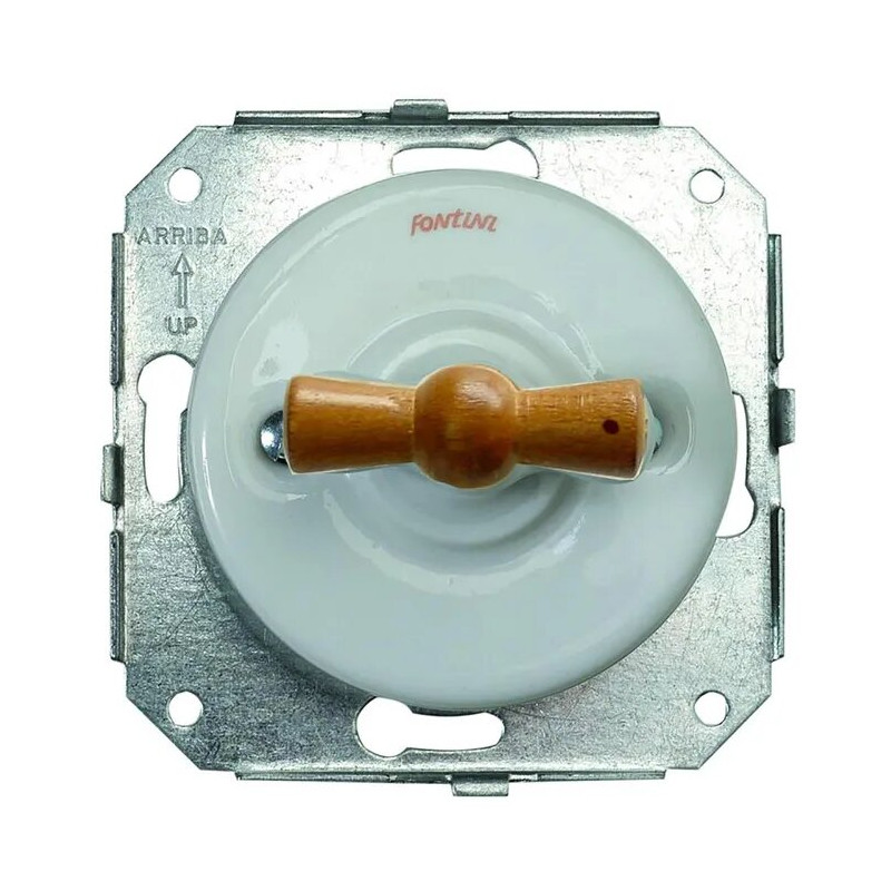 DOBLE INTERRUPTOR SENCILLO DE PORCELANA, MANETA MIEL