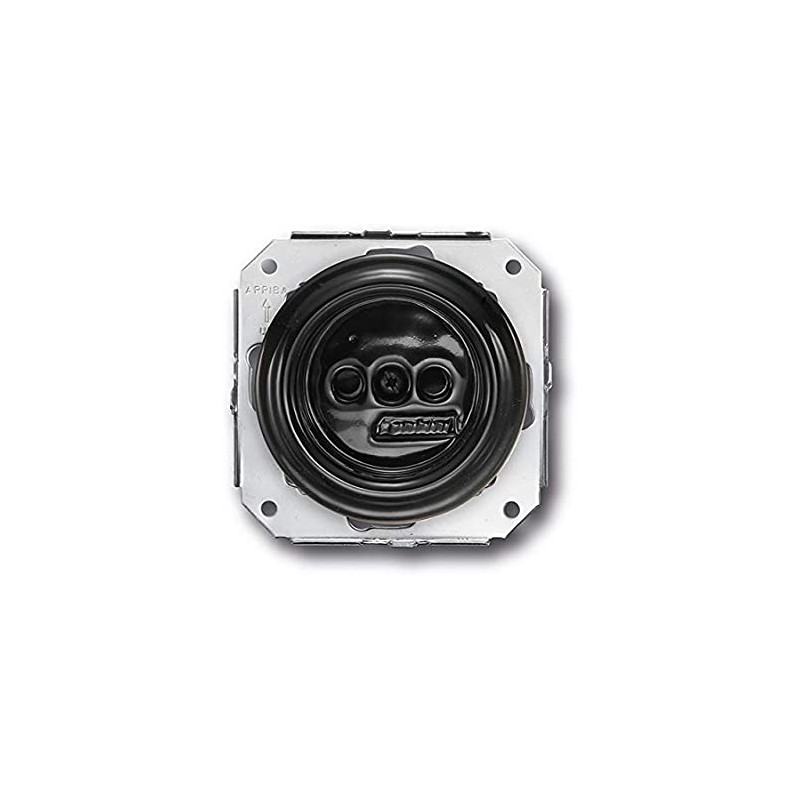 BASE DE ENCHUFE SCHUKO SERIE COLONIAL-PORCELANA NEGRA