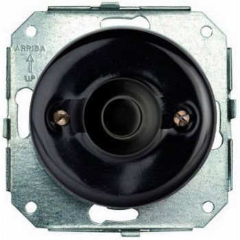 PULSADOR 10A - 250V PORCELANA NEGRA. TIPO COLONIAL