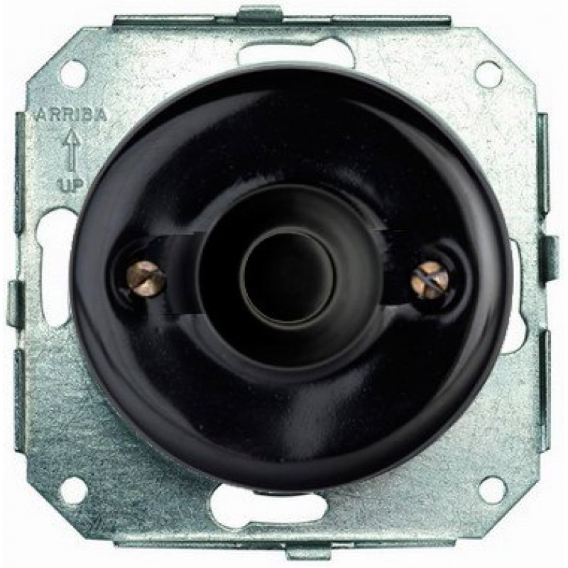 PULSADOR 10A - 250V PORCELANA NEGRA. TIPO COLONIAL