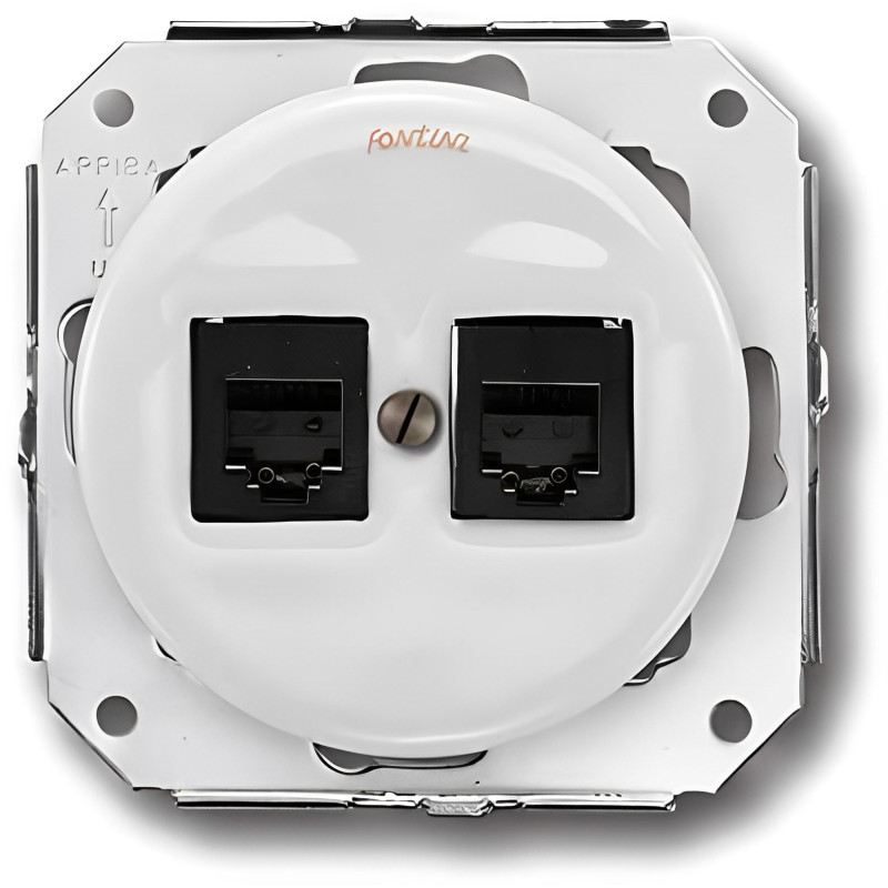 TOMA DOBLE RJ45 COLONIAL. PORCELANA BLANCA