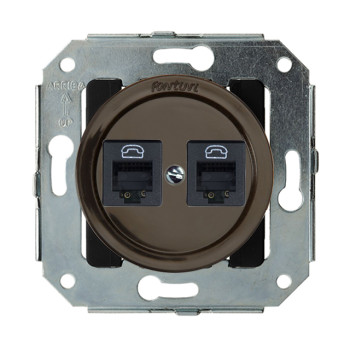 TOMA DOBLE DE TELEFONO 6 CONTACTOS MARRON. SERIES VENEZIA