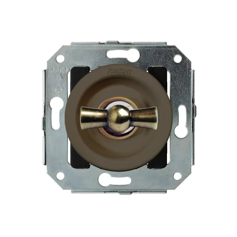 DOBLE INTERRUPTOR CONMUTADO MARRON, MANETA PATINÉ