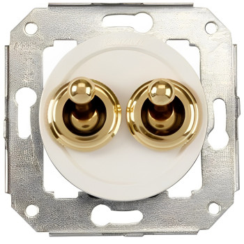 DOBLE CONMUTADOR ROCKING BLANCO. MANETA DORADO. FONTINI VENEZIA ROCKING