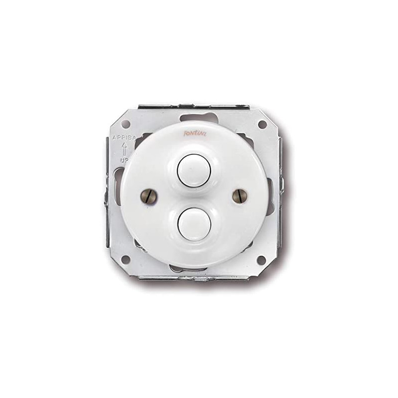PULSADOR DOBLE 10A - 250V PORCELANA BLANCA. FONTINI COLONIAL