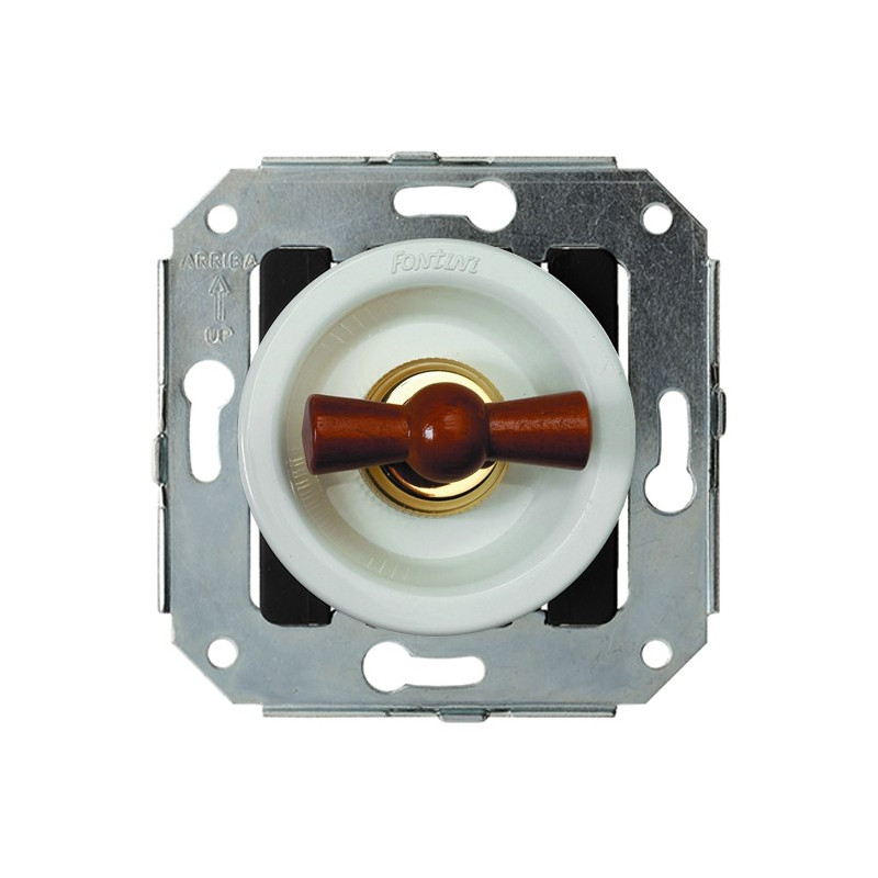 DOBLE INTERRUPTOR SENCILLO, MANETA DE MADERA