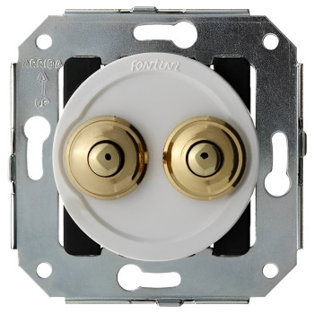 DOBLE PULSADOR 10A. 250V. DORADO/BLANCO
