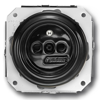 BASE DE ENCHUFE CON TOMA TIERRA. COLONIAL-PORCELANA NEGRA PARA INSTALAR EN FRANCIA