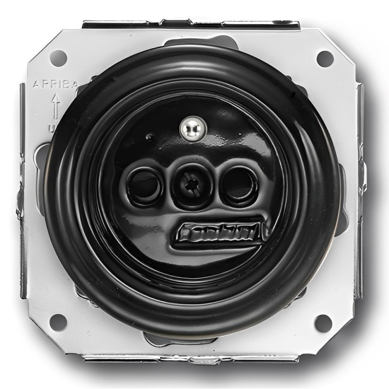 BASE DE ENCHUFE CON TOMA TIERRA. COLONIAL-PORCELANA NEGRA PARA INSTALAR EN FRANCIA