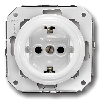 BASE DE ENCHUFE SCHUKO SERIE COLONIAL-PORCELANA BLANCA