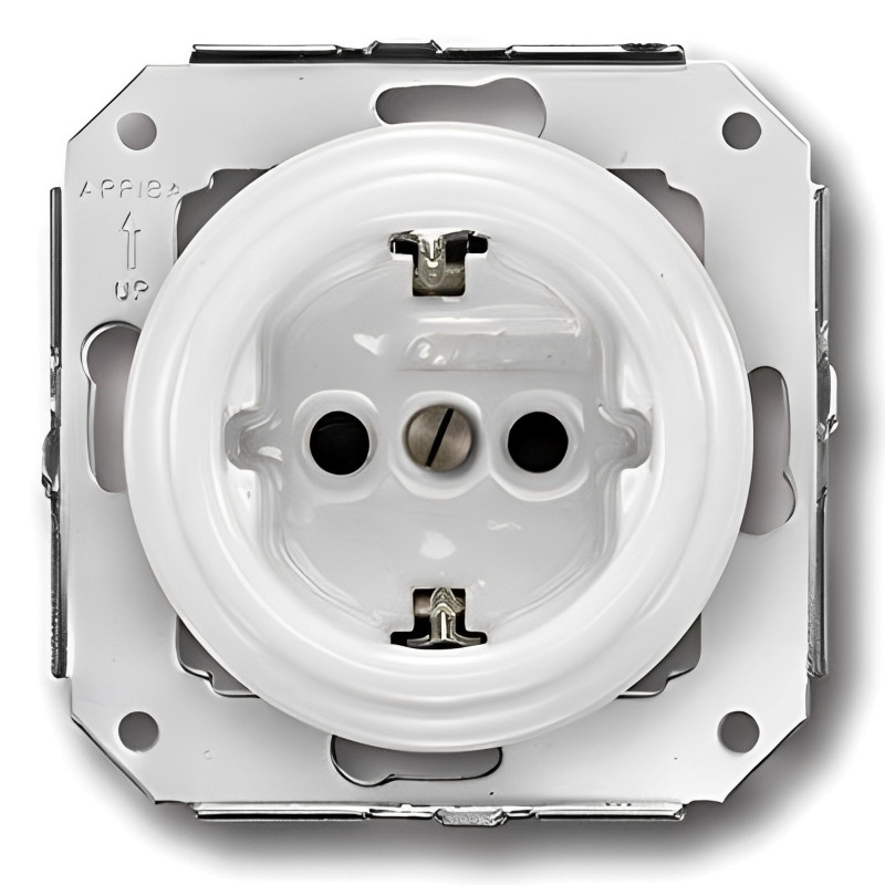 BASE DE ENCHUFE SCHUKO SERIE COLONIAL-PORCELANA BLANCA