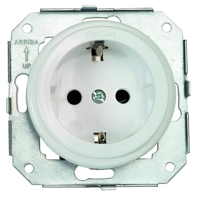 BASE DE ENCHUFE SCHUKO SERIE COLONIAL-TERMOPLASTICO BLANCO