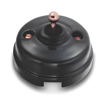 PULSADOR DE PALANCA FONTINI DIMBLER PULSADOR DE PALANCA PORCELANA NEGRA Y MANECILLA COBRE 60312322. FONTINI