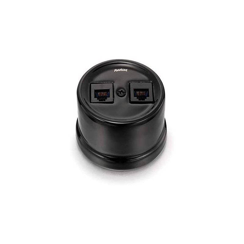 TOMA DOBLE RJ45 DE PORCELANA NEGRA, GARBY