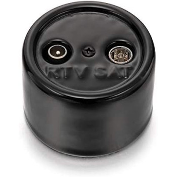 TOMA RTV/SAT ECUALIZADAS INTERMEDIA DE PORCELANA SALIENTE. NEGRO