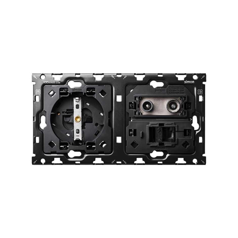 kit back  1 base + 1 unica TV + 1 RJ45 SIMON 100 SIM10010208-039