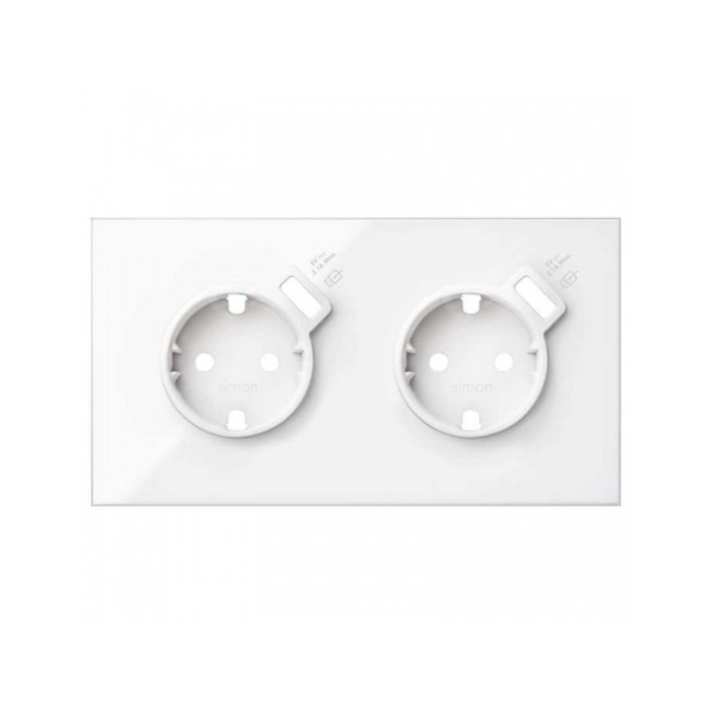 Kit frontal  2 bases con 2 cargadores USB carga rapida SIMON 100 SIM10020211-130