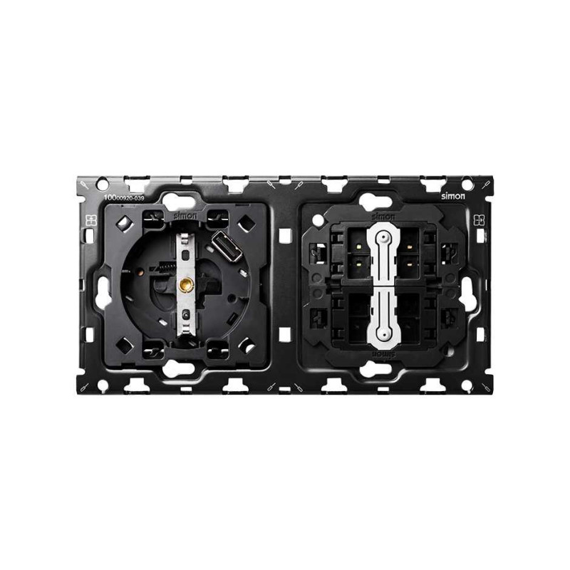 Kit back  base con cargador USB + 2 conmutadores SIMON 100 SIM10010212-039