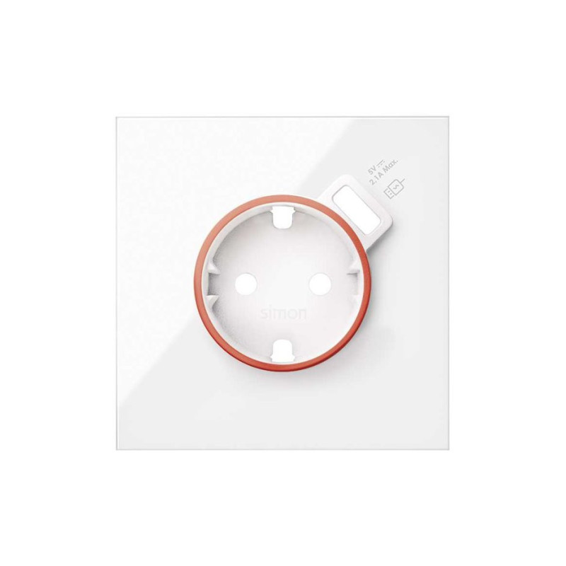 Tapa para base de enchufe con cargador USB aro rojo SIMON 100 SIM10000137-130