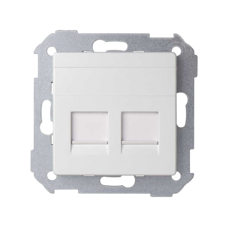 Tapa V&D plana universal con guardapolvo para 2 conectores RJ45 SIMON SIM8200006-090