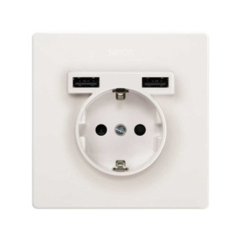 Kit monobloc enchufe schuko + 2 USB SIMON SIM27190610-090