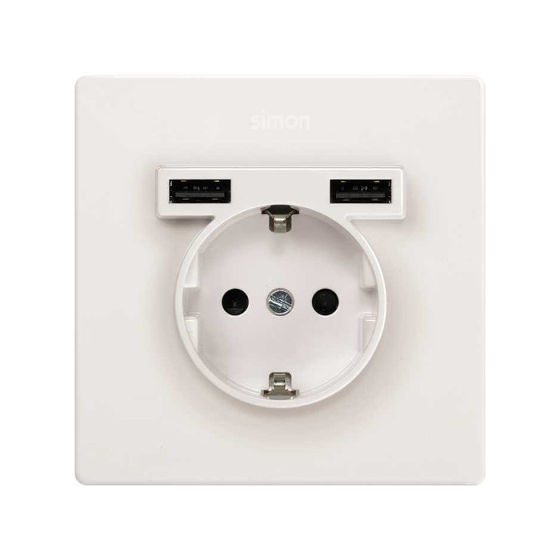 Kit monobloc enchufe schuko + 2 USB SIMON SIM27190610-090