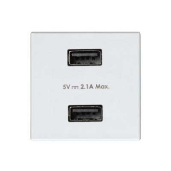 Cargador SIMON 27 con 2 USB blanco SIMON SIM2701096-030