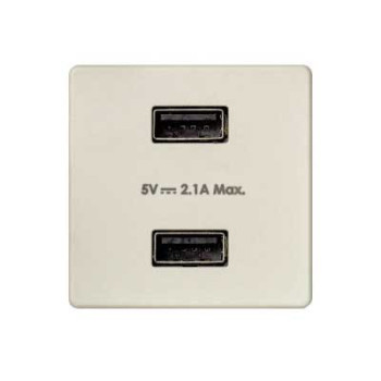 Cargador SIMON 27 con 2 USB blanco SIMON SIM2701096-030