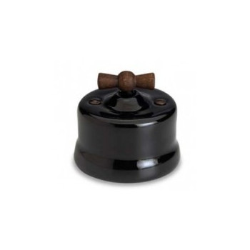 INTERRUPTOR DE PORCELANA NEGRA, MANETA HAYA COLOR MIEL