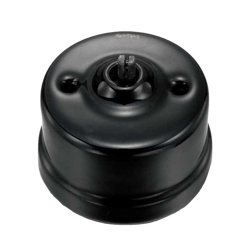 DOBLE PULSADOR ROTATIVO DE PORCELANA NEGRA