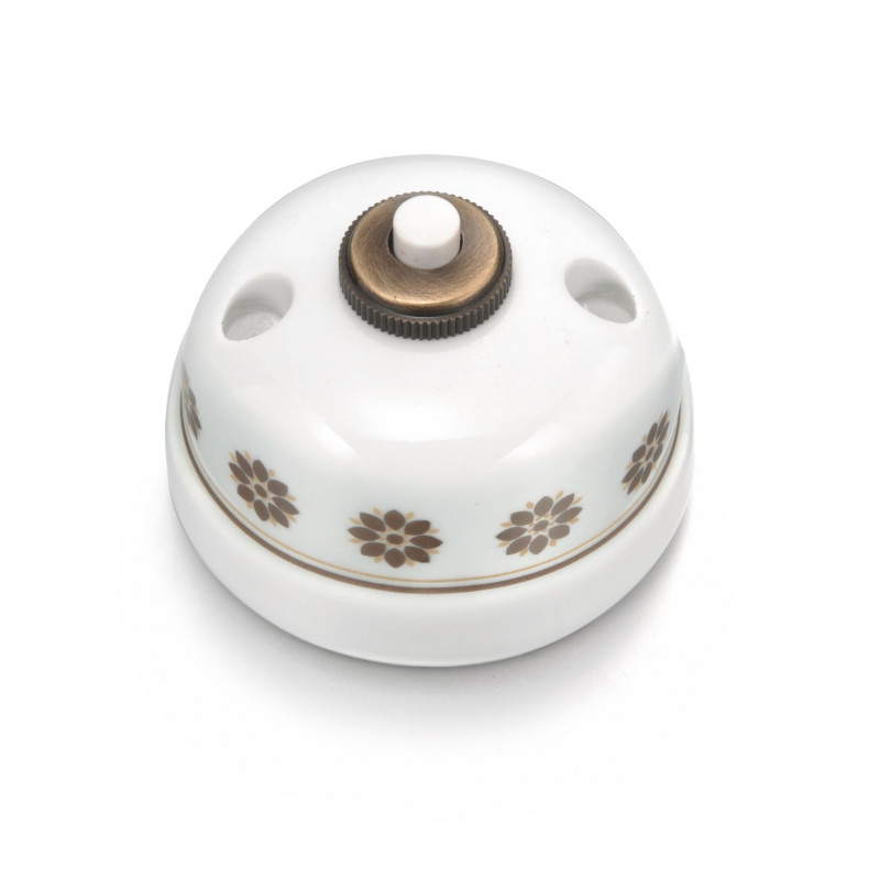 PULSADOR PARA TIMBRE PORCELANA DECOR MARRÓN/ORO FONTINI  FON30310632