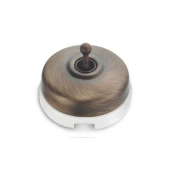 Pulsador de manecilla Laton Envejecido con base Blanco FONTINI DIMBLER FON60312702