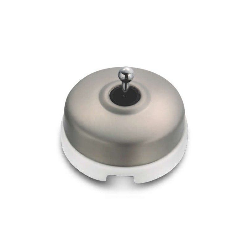 Pulsador de manecilla Niquel Satinado con base Blanco FONTINI DIMBLER FON60312512