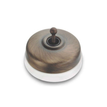 Pulsador de manecilla Laton Envejecido con base Blanco FONTINI DIMBLER FON60312712