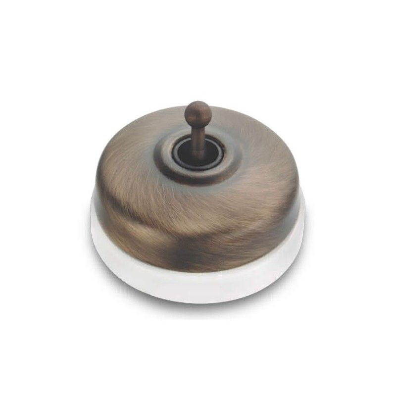 Pulsador de manecilla Laton Envejecido con base Blanco FONTINI DIMBLER FON60312712