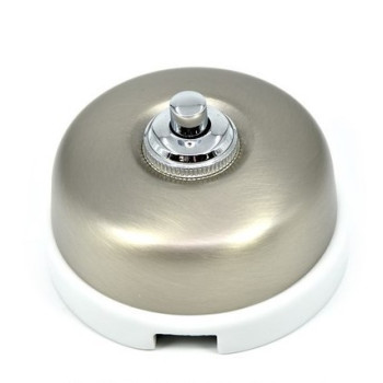 Pulsador de boton Niquel Satinado con base Blanco FONTINI DIMBLER  FON60310512