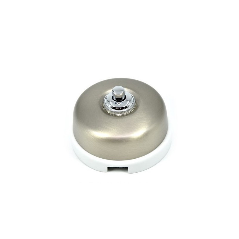 Pulsador de boton Niquel Satinado con base Blanco FONTINI DIMBLER  FON60310512