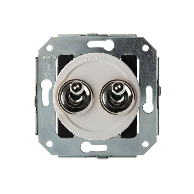 Doble interruptor Blanco manecilla Cromo Brillo FONTINI VENEZIA FON65300262
