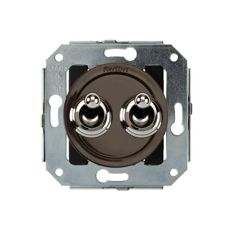 Doble interruptor Marron manecilla Cromo Brillo FONTINI VENEZIA FON65300522