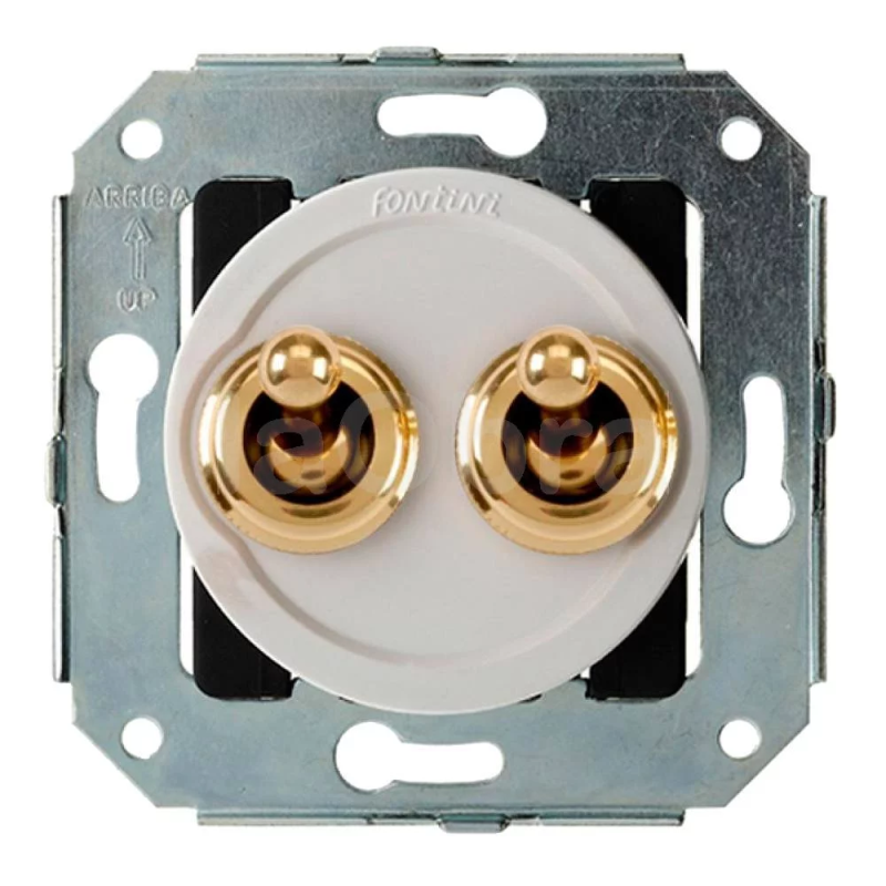 Doble Pulsador Blanco de manecilla Dorado