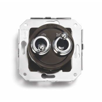 Doble Pulsador Marron de manecilla Cromo Brillo