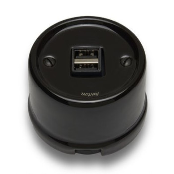 Cargador USB doble 2,6A porcelana negra Fontini Garby FON30765272