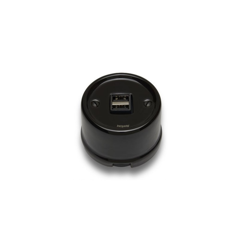 Cargador USB doble 2,6A porcelana negra Fontini Garby FON30765272