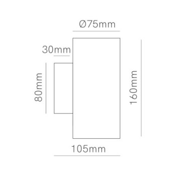 Aplique de pared ZIO WALL DUAL GU10 160mm Negro BENEITO FAURE